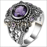 Chevalière femme en argent Améthyste la pierre de la sagesse