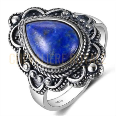 Chevalière femme en argent avec la pierre de lapis rubis