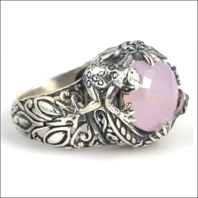 Chevalière Femme en Argent avec Pierre de Quartz Rose-54