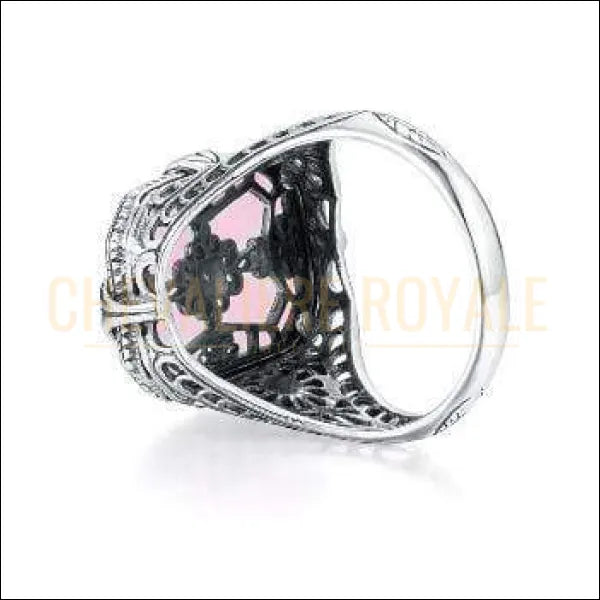 Chevalière femme en argent cristal rose synthétique transparent 925