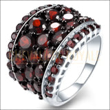 Chevalière femme en argent éblouissante bague fine pierres Grenat
