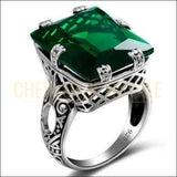 Chevalière femme en argent la reine des pierres émeraude verte