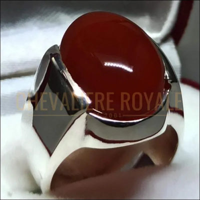 chevaliere-femme-argent-pierre-agate-rouge-naturelle