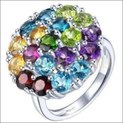 Chevalière femme en argent multicouleur artisanale forme topaze - Chevalière Royale 