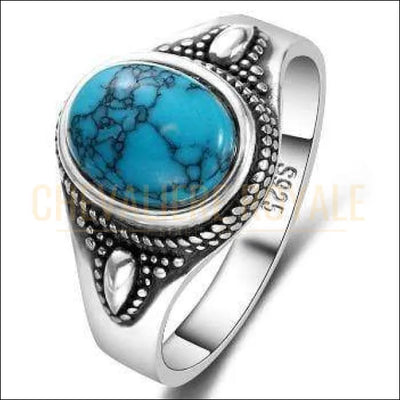 Chevaliere femme royale - bague  en acier pierre de protection charmante turquoise 