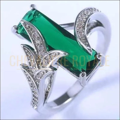 Chevalière femme en argent pierre émeraude synthétique topaze - Chevalière Royale 