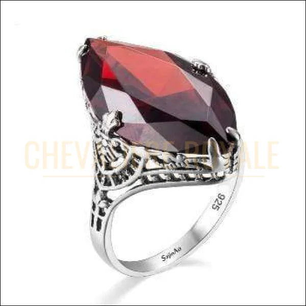 Chevalière femme en argent pierre précieuse rafraîchissante bijou rouge