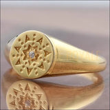 Chevalière femme en argent plaquée or avec l'étoile polaire