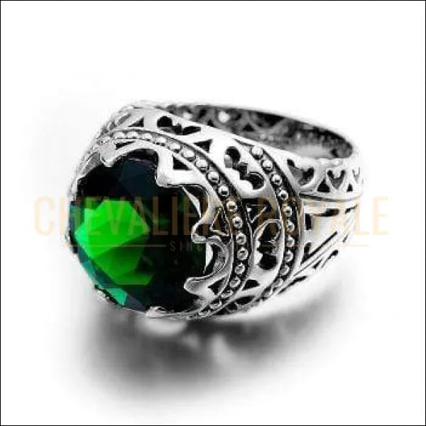 Chevalière femme en argent sublime émeraude hébergée au centre bijou