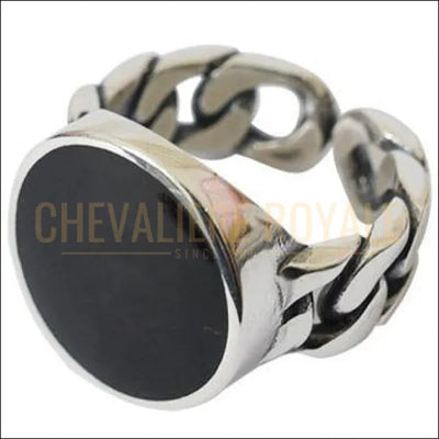 Chevalière femme en argent tronçonné forme de chaine solide 