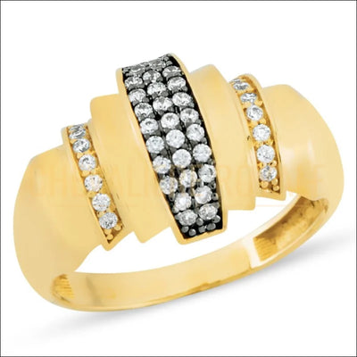 Chevalière femme en or 14 carats baguette pavées de zircone 