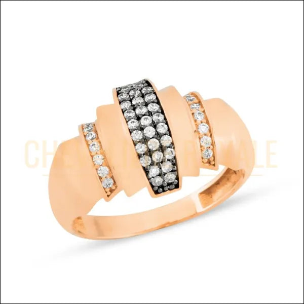 Chevalière femme en or  rose 14 carats baguette pavées de zircone 