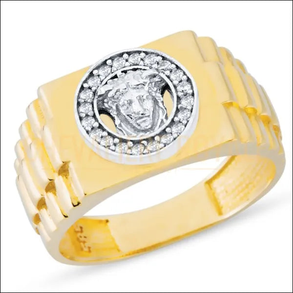 Chevaliere femme en or 14 carats symbole emblematique Medusa Jaune 47