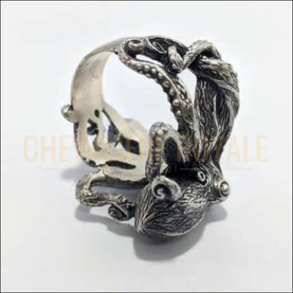 Chevalière femmes homme  argent pieuvre sculptée à la main