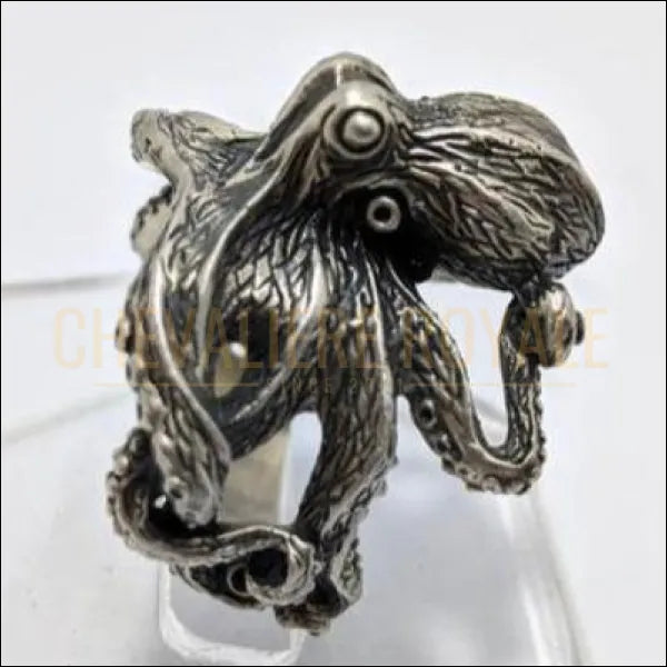Chevalière Royale femme homme en argent pieuvre sculptée à la main