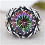 Chevalière femme la topaze multicolore (vert violet et rose)