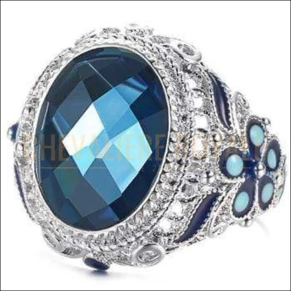 Chevaliere Royale - bague femme mode tibétain couleur bleu thérapeutique