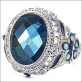 Chevalière femme mode tibétain couleur bleu thérapeutique