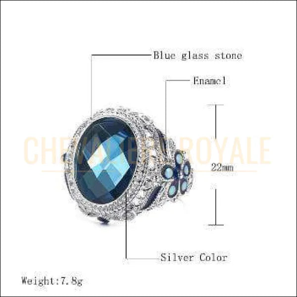 Chevaliere Royale - bague femme mode tibétain couleur bleu thérapeutique 7.8 gr