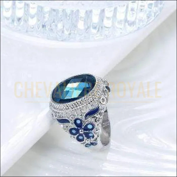 Chevaliere Royale - bague femme mode tibétain couleur bleu thérapeutique bijou