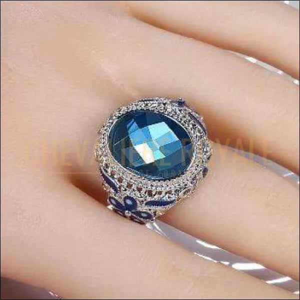 Chevaliere Royale - bague femme mode tibétain couleur bleu thérapeutique bijoux pas cher