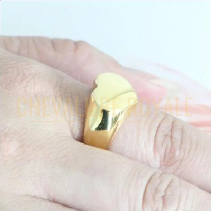Chevalière femme en acier couleur or gold forme cœur