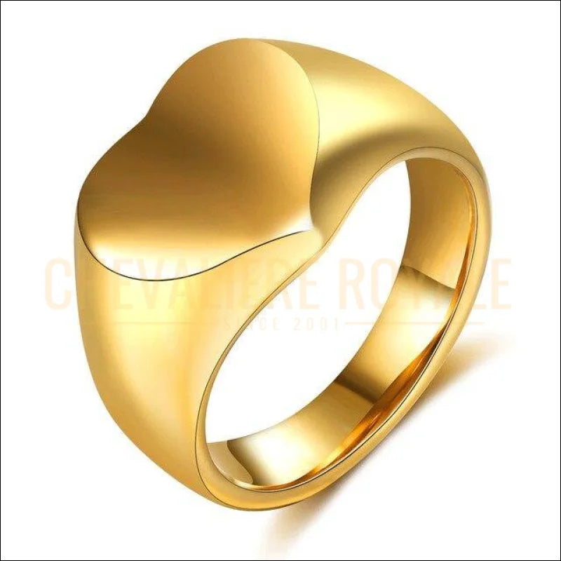 Chevalière femme personnalisable en acier couleur or forme 