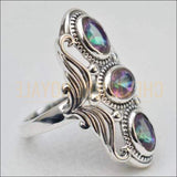 Chevalière femme pierre mystique topaze multi couleur