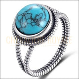 Chevalière femme sertie d'une pierre de tranquillité turquoise
