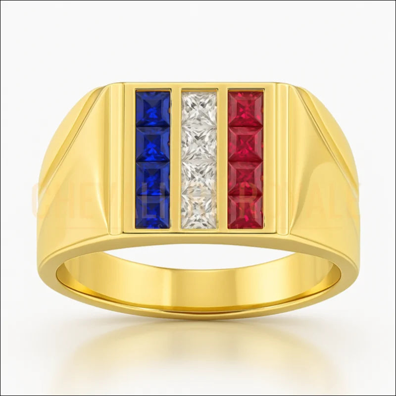 bague-or-jaune-10-14-carats-drapeau-francais-chevaliere-royale