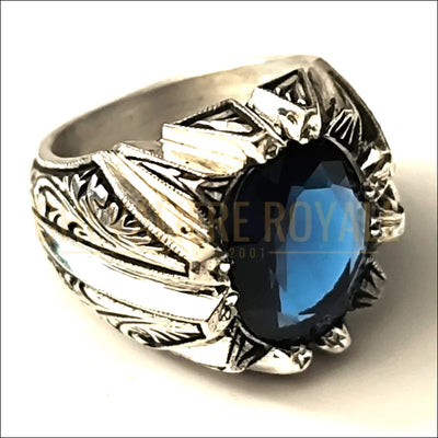 chevaliere-argent-massif-avec-pierre-saphire-pour-hommes-chevaliere-royale