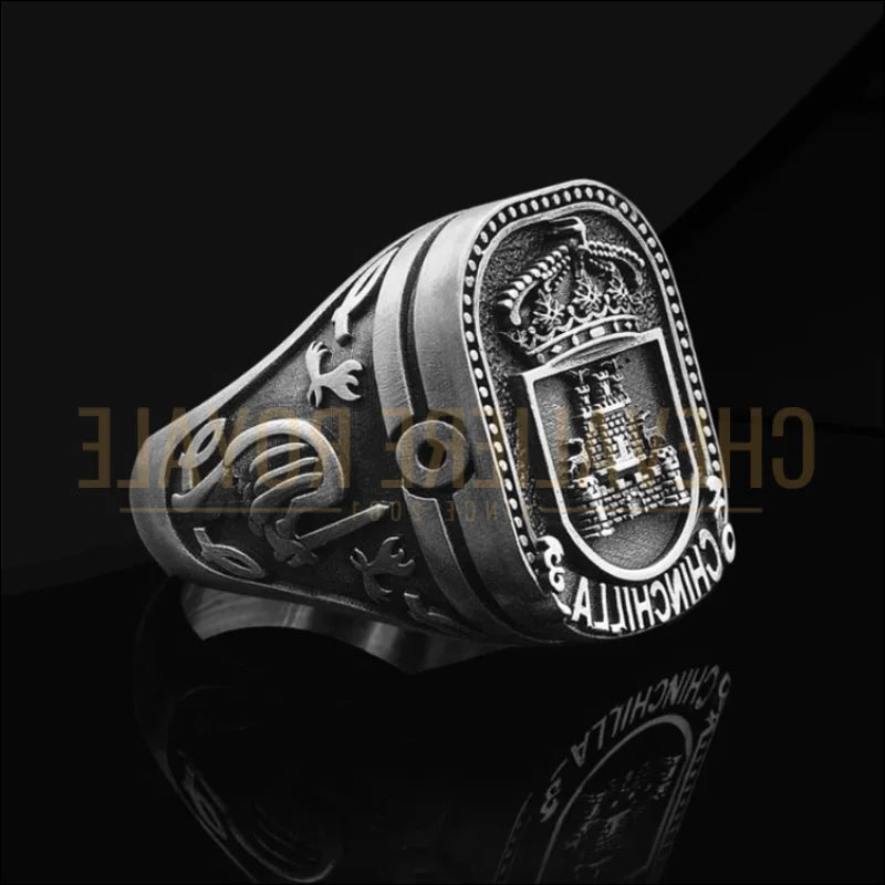 Chevalière héraldique personnalisée en argent – blason &