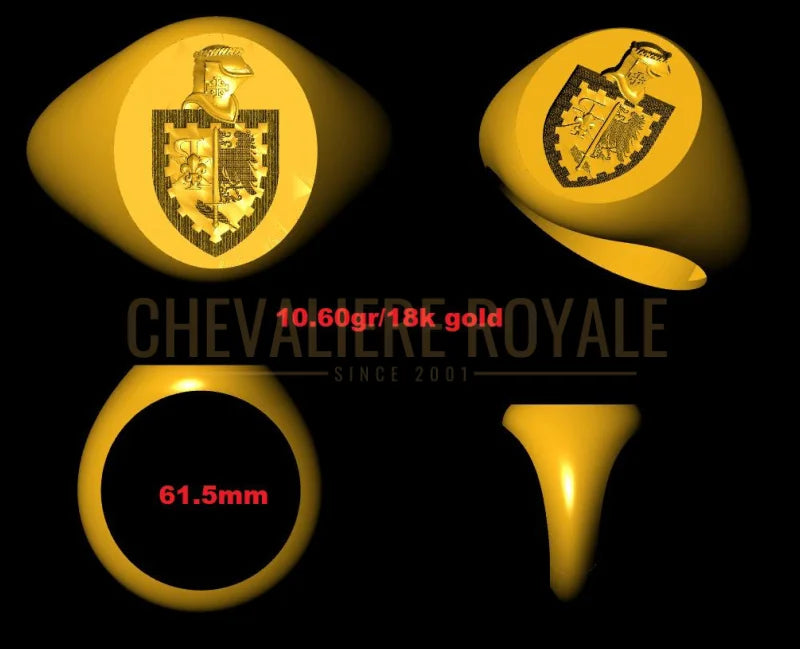 Chevalière héraldique personnalisée: gravure blason