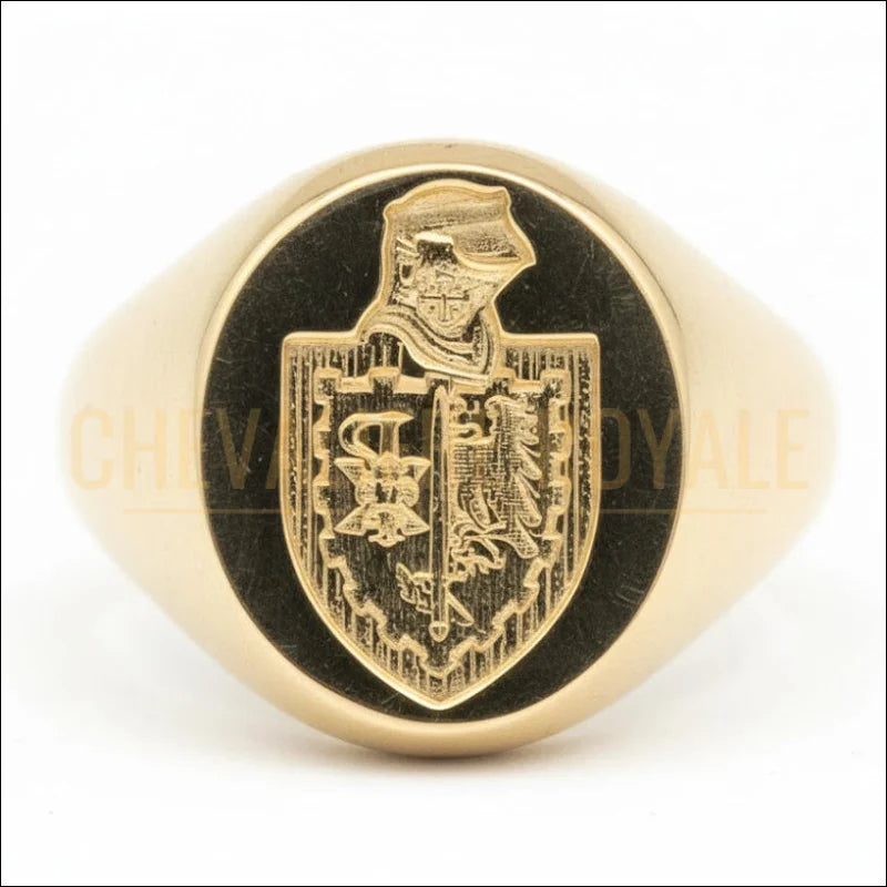 bague-or-jaune-18-carats-gravee-heraldique-sur-mesure-chevaliere-royale