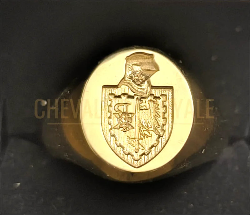 Bague Chevalière Personnalisée Blason Famille - Plaqué Or - Argent Sterling - Inde