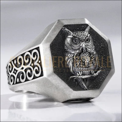 Chevalière Hibou Argent Massif : Élégance Naturelle-Chevaliere Royale-