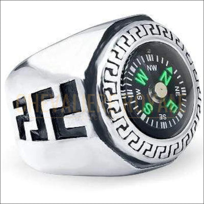 Chevalière homme acier boussole lumineuse surface de 22 mm