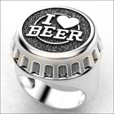 Chevalière homme acier  de bouteille de bière créative