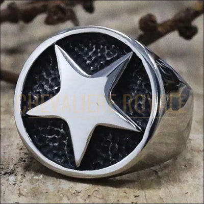 Chevaliere-homme-acier-inoxydable-signe-pentagone-etoile.