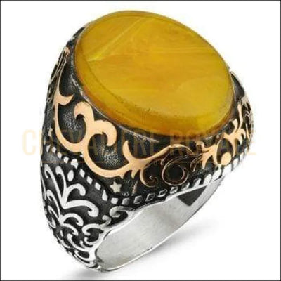Chevalière homme agate naturelle pur style élégance (EY1327) - Chevalière Royale 