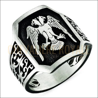 Chevalière homme aigle deux têtes motif authentique puissance - Chevalière Royale 