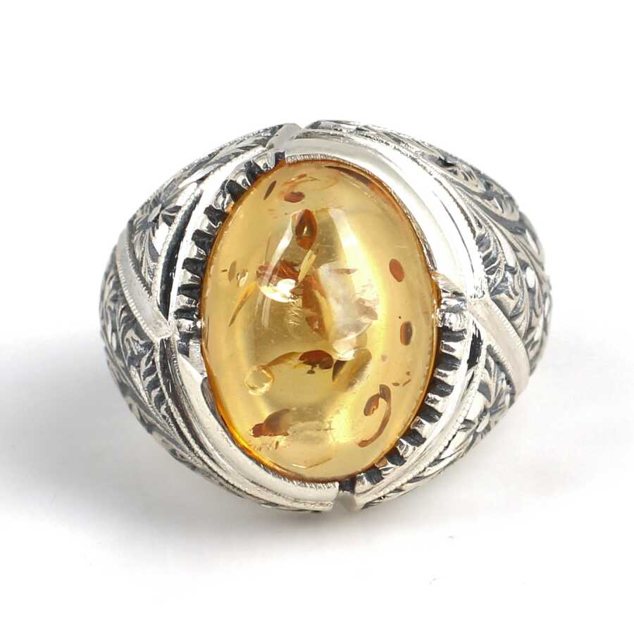 Chevalière homme plaquée or la puissance du soleil et de citrine