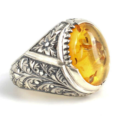 Chevalière homme plaquée or la puissance du soleil et de citrine