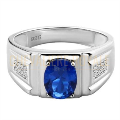Chevaliere-homme-argent-plaquee-platine-pierre-bleue-saphire