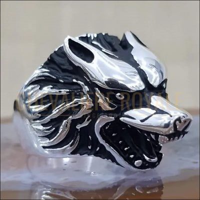 chevaliere homme argent tete de loup hurlant