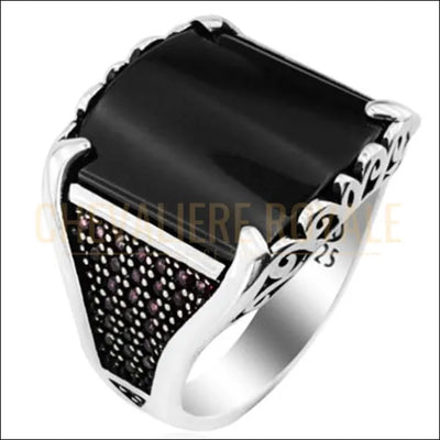 Chevalière homme argent agrémentée pierre naturelle d’ONYX - Chevalière Royale 