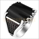 Chevalière homme argent agrémentée pierre naturelle d’ONYX