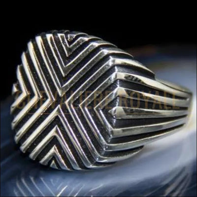 Chevalière pour homme argent artisanale affirmée plaqué rhodium 