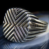 Chevalière homme argent artisanale affirmée plaqué rhodium