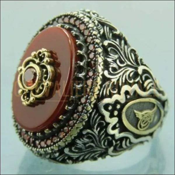 Chevalière pour homme  argent artisanale d'une beauté resplendissante ottoman 